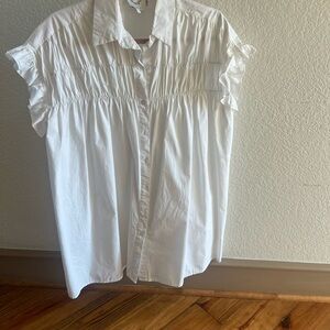 White Ruffled Sleeve Women's Top